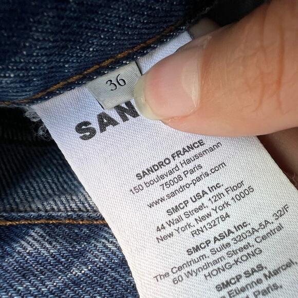 Sandro High Rise Straight Leg Medium Wash Jeans Size FR36 - Picture 6 of 8